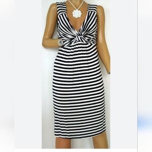 SPENSE Tank Dress Stretchy Casual Blue & White Stripes-Large